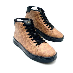 Coach High Line Sig High Top Khaki/Black Size 7.5 Sneakers Men